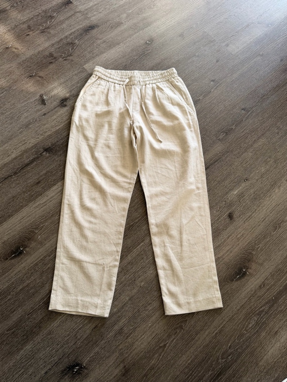 Zara Men's Light Beige Elastic-Waist Joggers